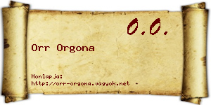 Orr Orgona névjegykártya